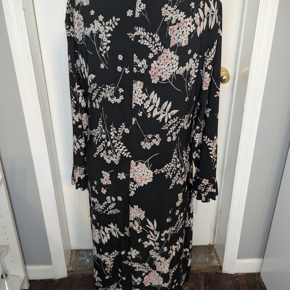 American Living Black Floral Long Sleeve Dress - Picture 2 of 4